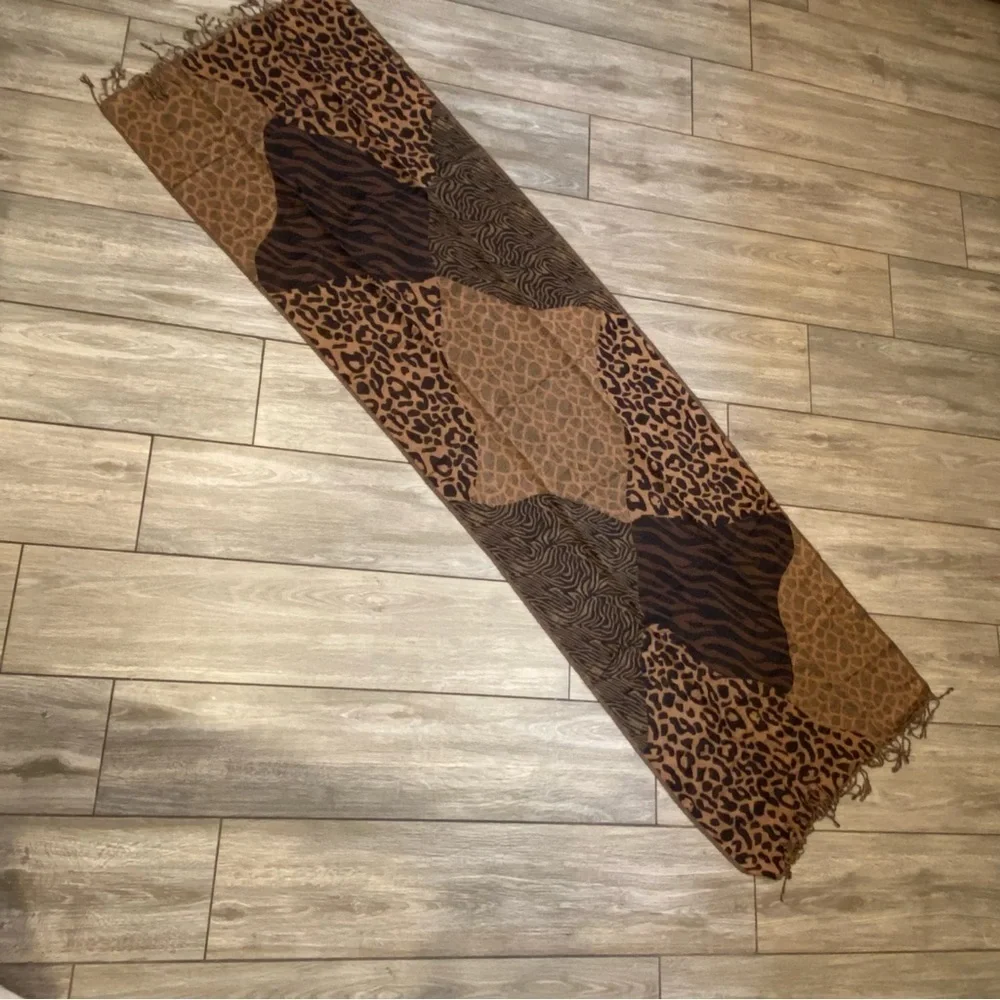 Brown Animal Print Wrap Scarf